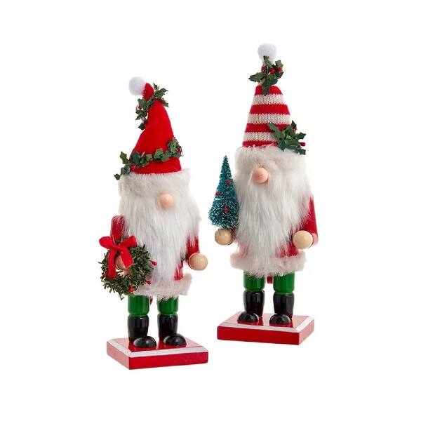 Set of 2 Christmas Gnome Nutcrackers with Tree and Wreath 9" Bed Bath